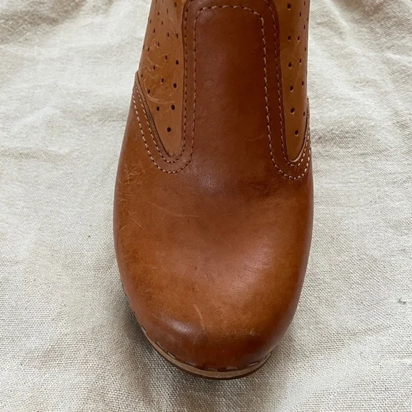 Swedish HASBEENS Perforated Tan Leather Platform Ankle Boots Size 38 - Picture 8 of 12